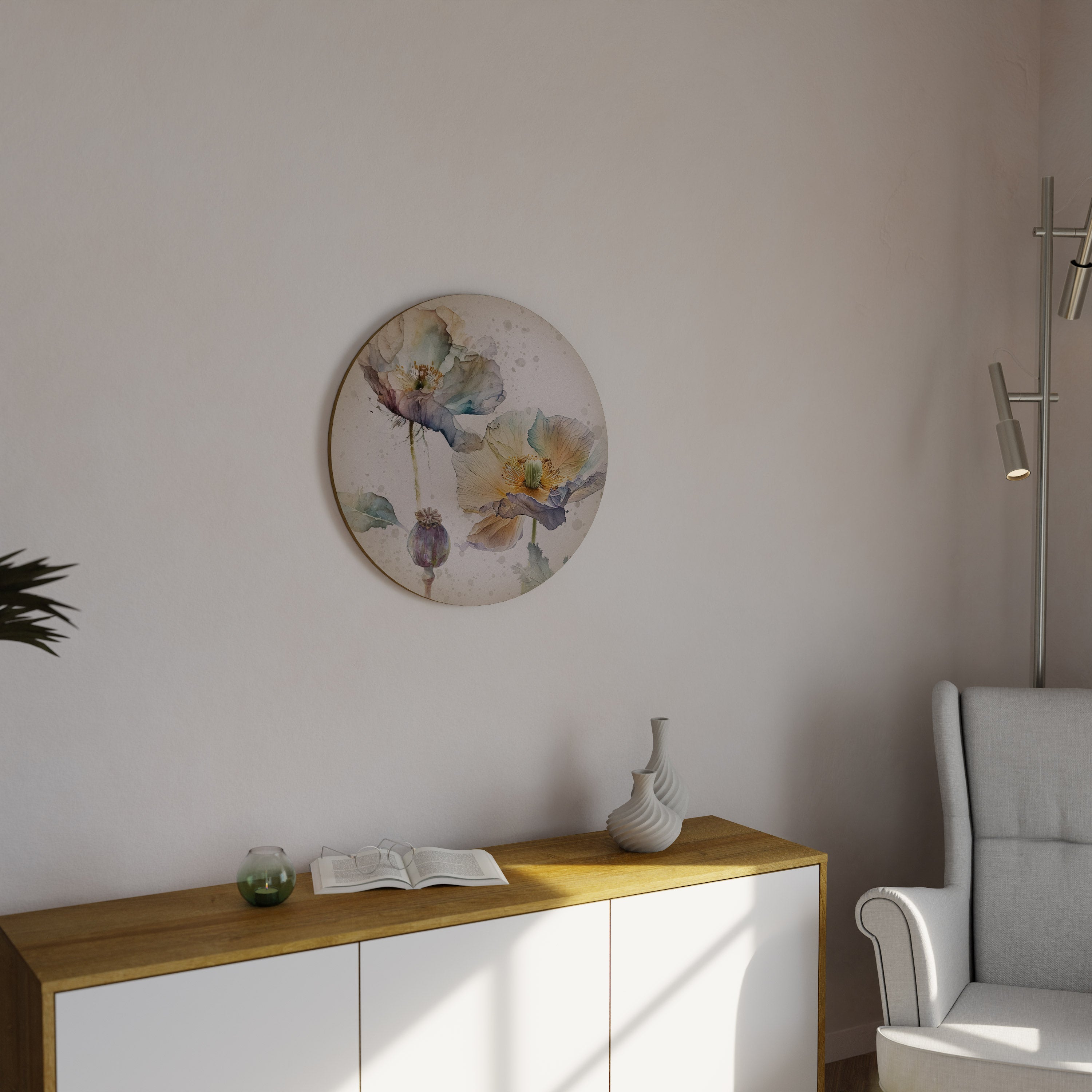 Arte de pared redondo SOFTEN POPPY