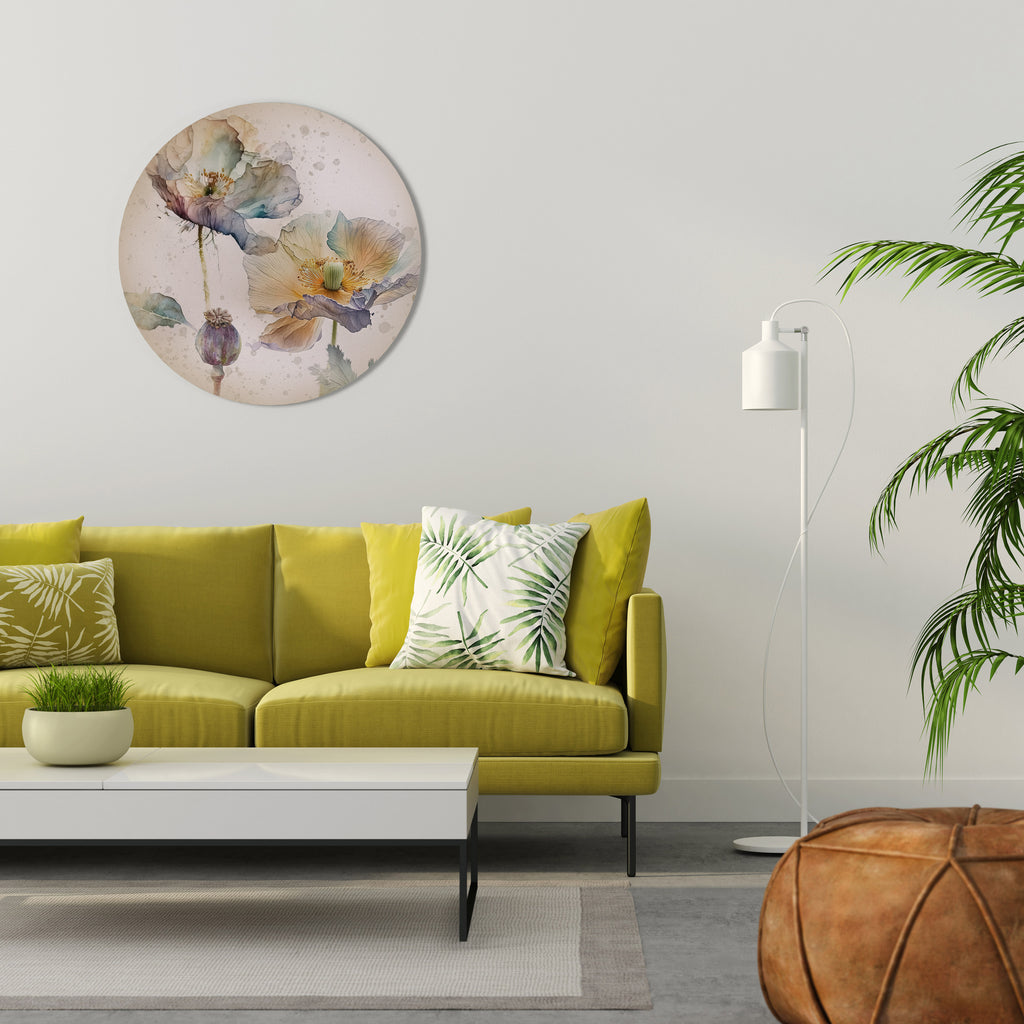 Arte de pared redondo SOFTEN POPPY