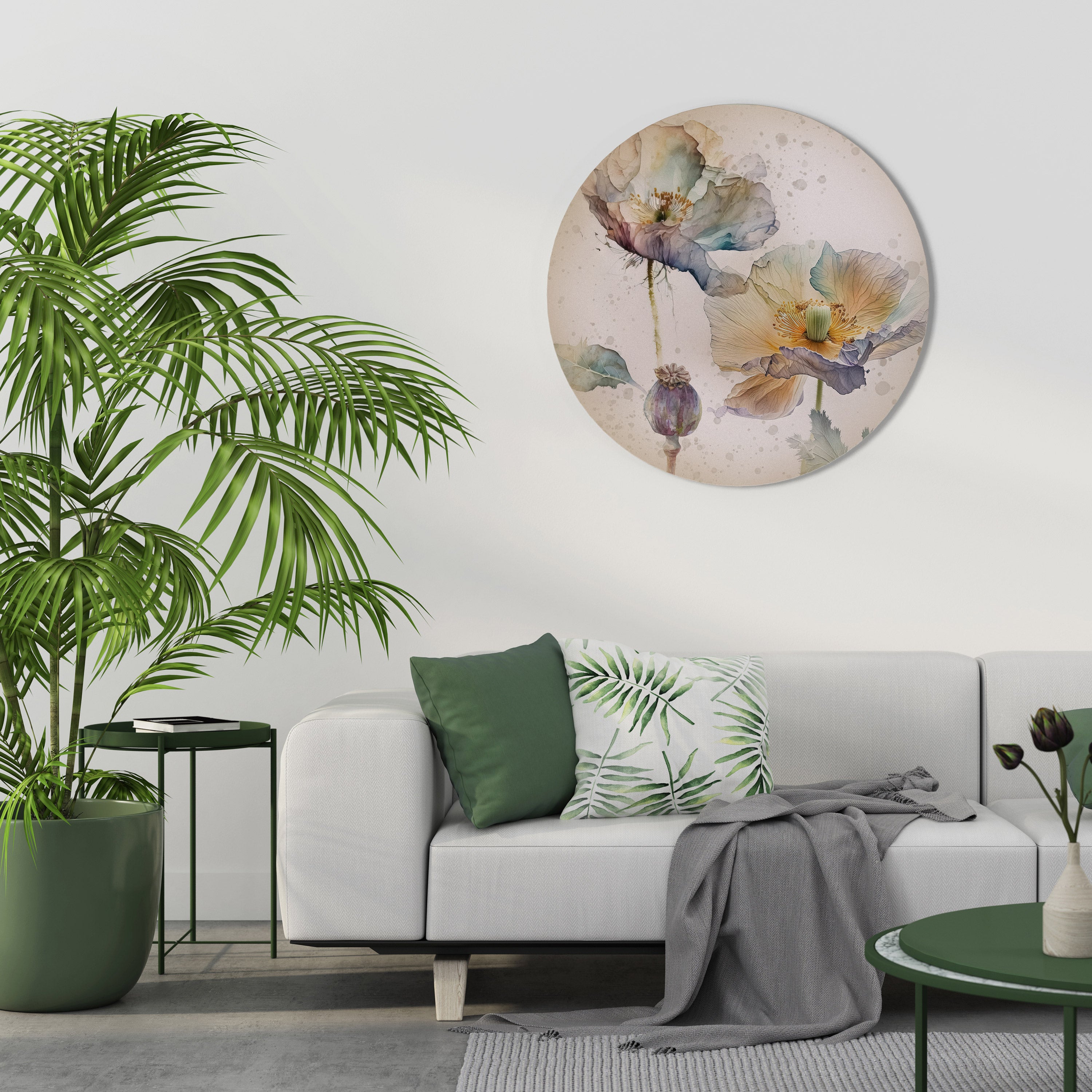 Arte de pared redondo SOFTEN POPPY