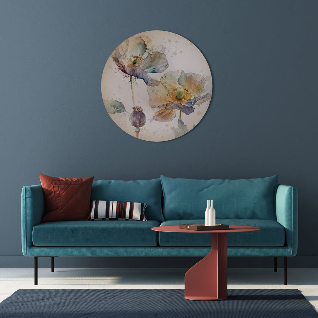 Arte de pared redondo SOFTEN POPPY