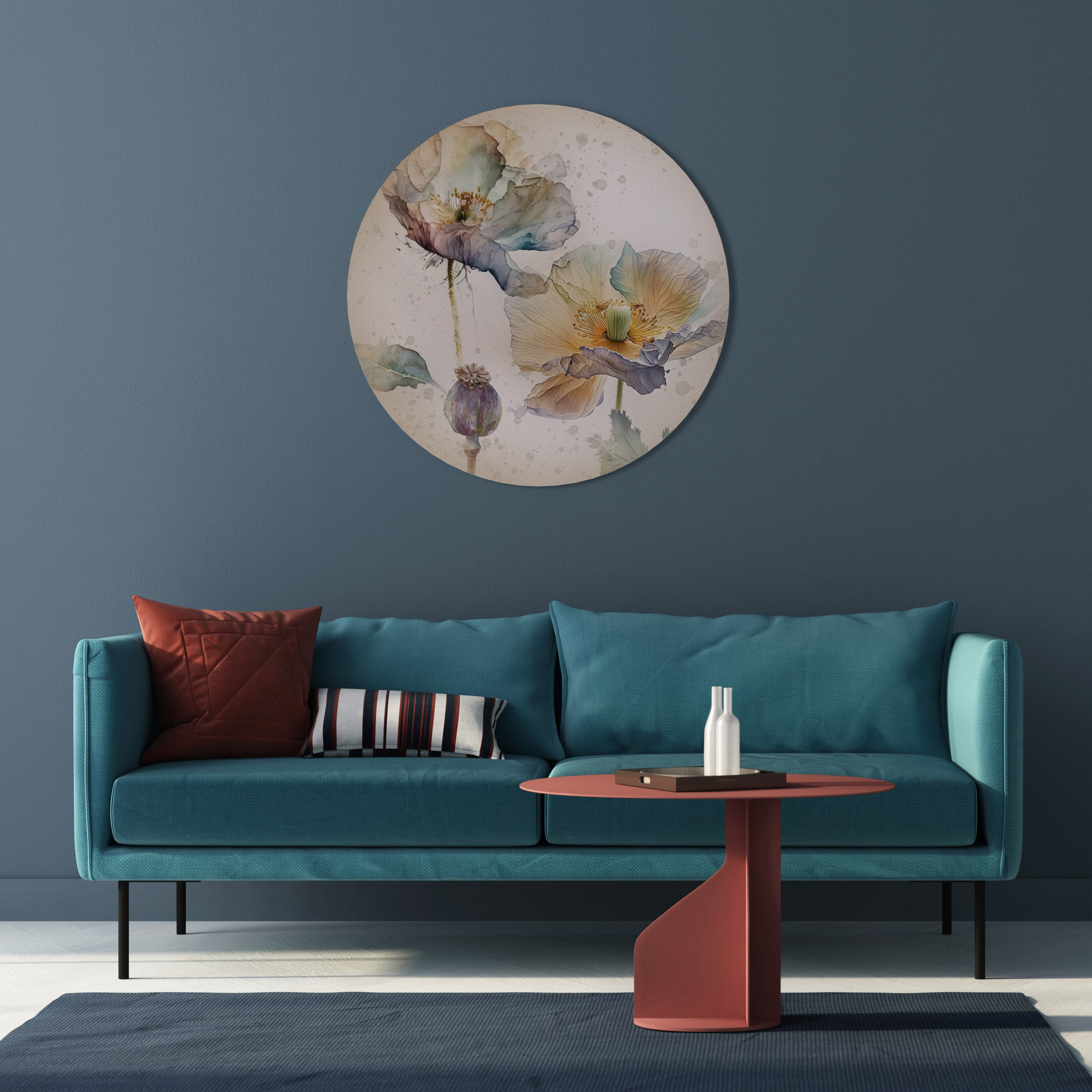 Arte de pared redondo SOFTEN POPPY