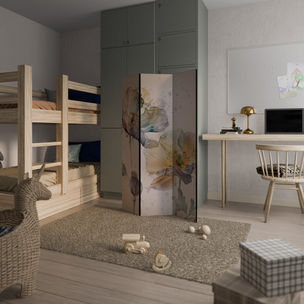 SOFTEN POPPY Decorative 3-Panel Room Divider