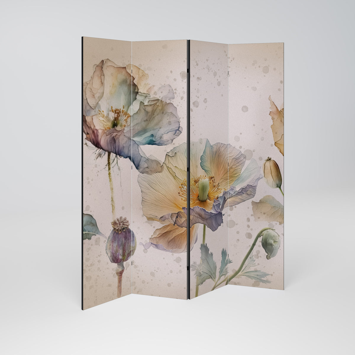 SOFTEN POPPY Biombo de 4 paneles
