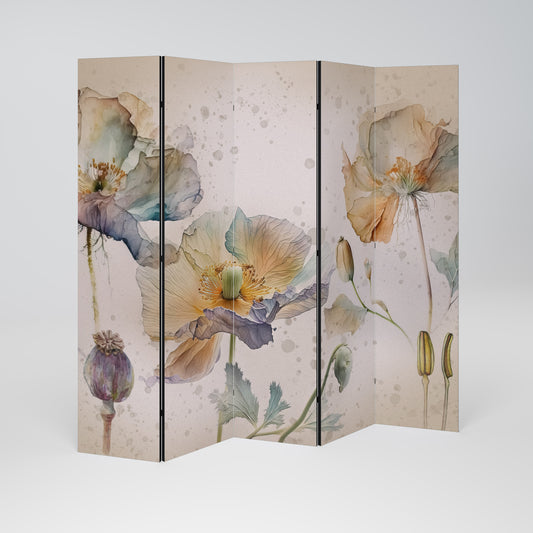 SOFTEN POPPY Biombo de 5 paneles
