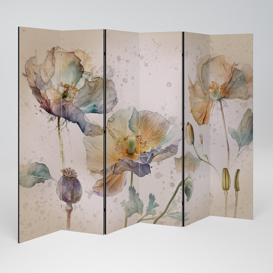 SOFTEN POPPY Biombo de 6 paneles