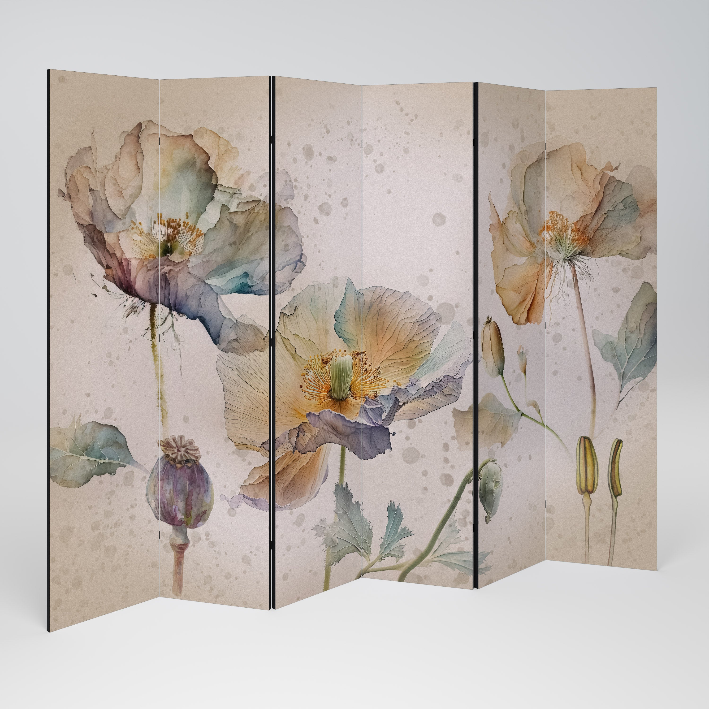 SOFTEN POPPY Decorative 6-Panel Room Divider