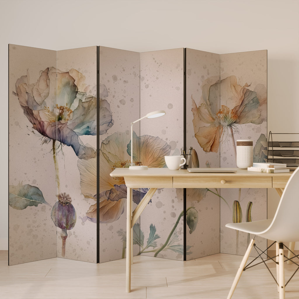 SOFTEN POPPY Decorative 6-Panel Room Divider