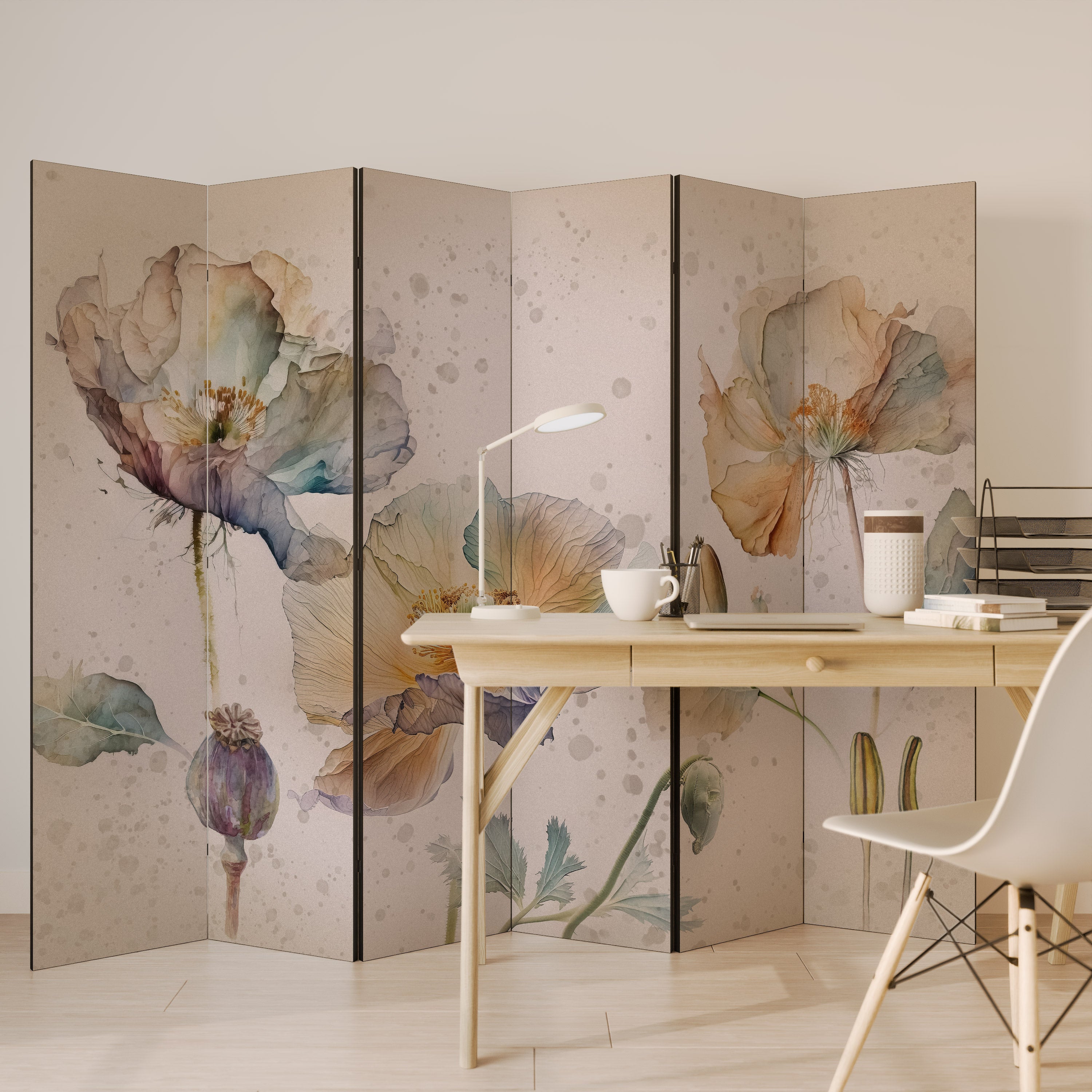 SOFTEN POPPY Decorative 6-Panel Room Divider