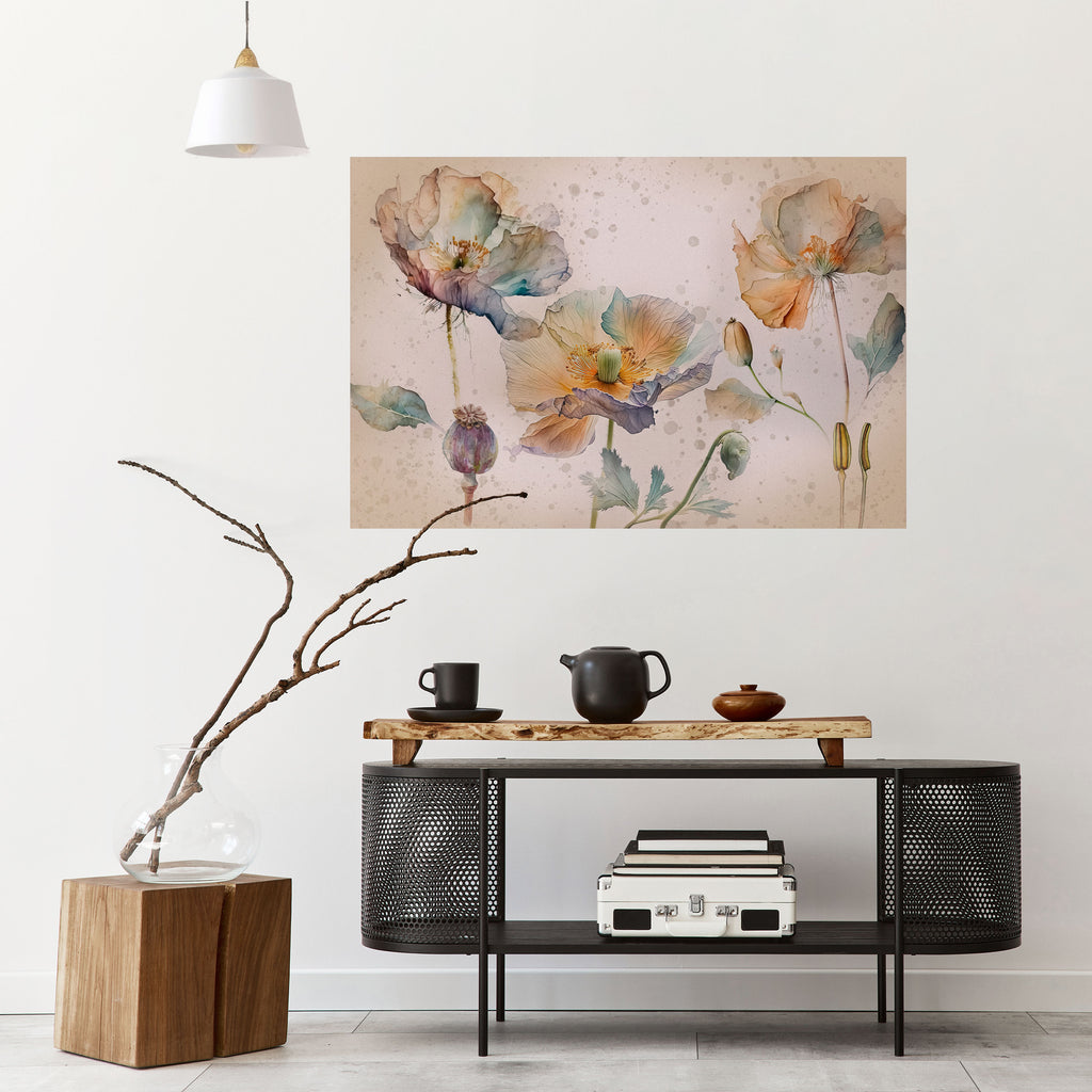 SOFTEN POPPY Peel and Stick Horizontal Poster