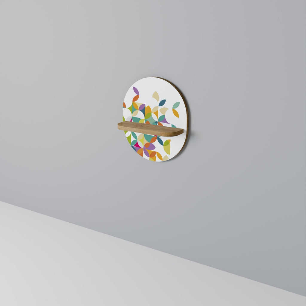 PIXEL BLOSSOM Oval Art Shelf In Oak Effect