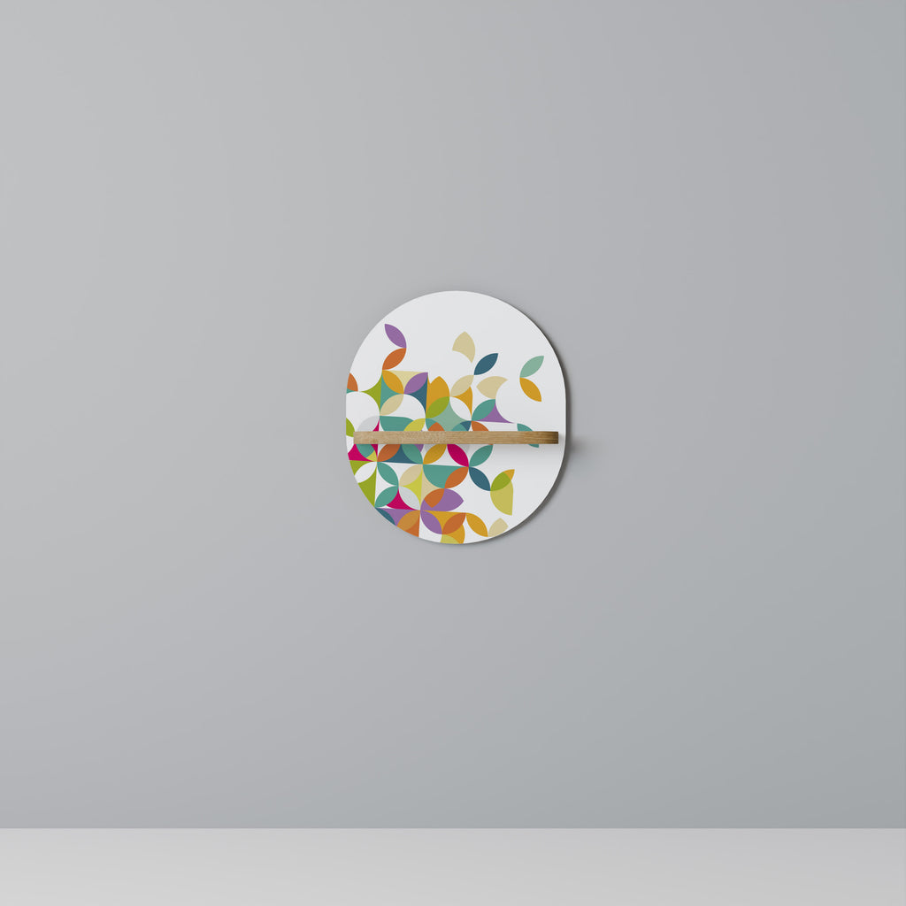 PIXEL BLOSSOM Oval Art Shelf In Oak Effect