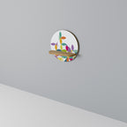 PIXEL BLOSSOM Round Art Shelf In Oak Effect