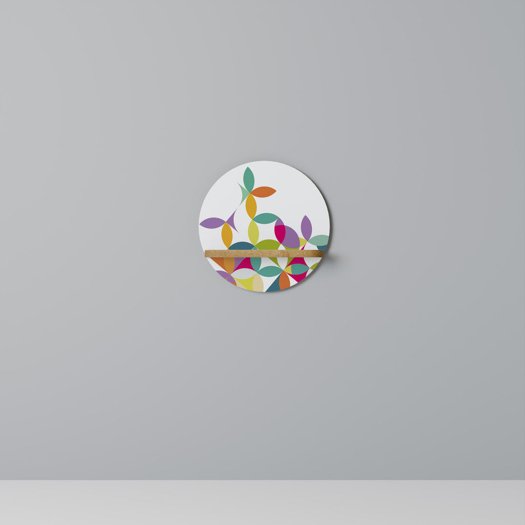 PIXEL BLOSSOM Round Art Shelf In Oak Effect