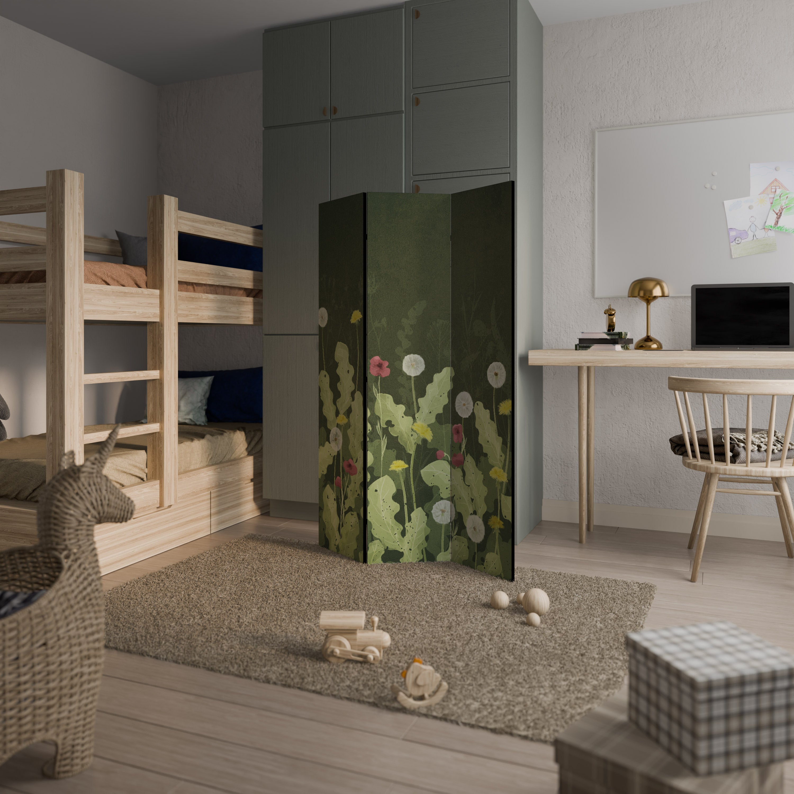 DANDELION AMUSE Biombo de 3 paneles