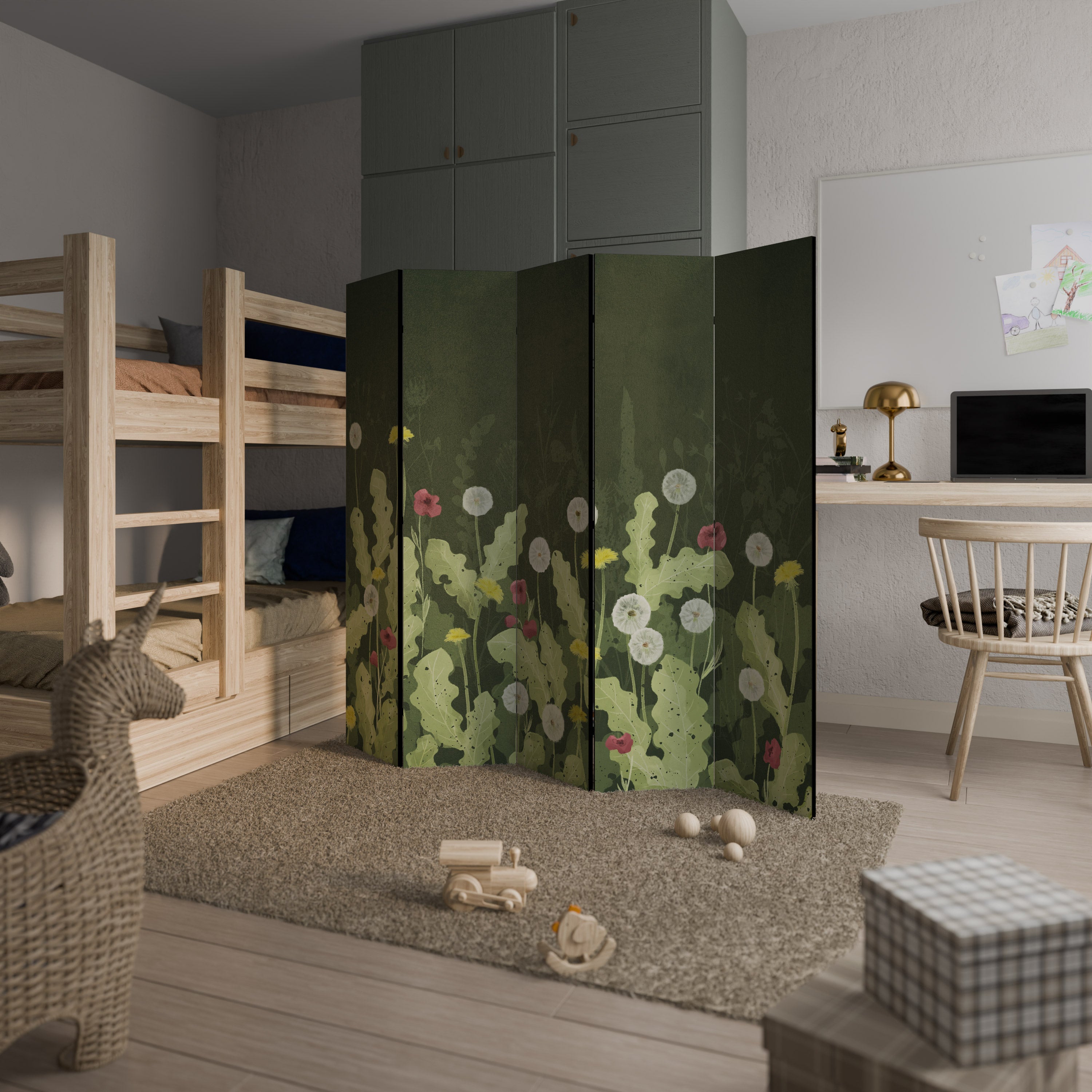 DANDELION AMUSE Decorative 5-Panel Room Divider