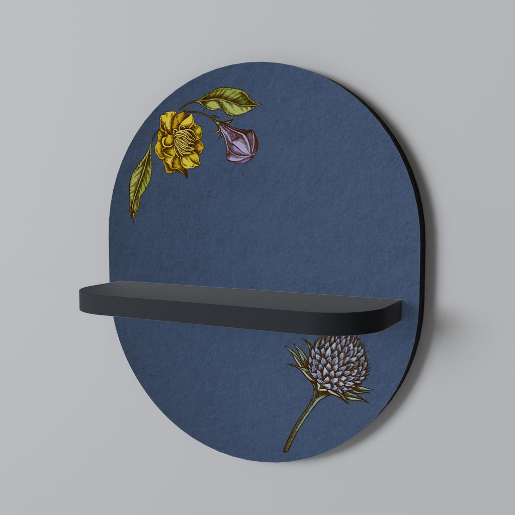 MIDNIGHT FLORA Oval Art Shelf In Black Finish