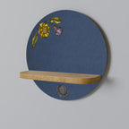 MIDNIGHT FLORA Round Art Shelf In Oak Effect