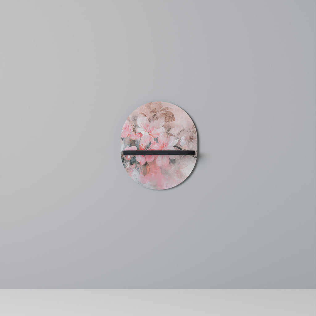 CHERRY BLOSSOM Oval Art Shelf In Black Finish