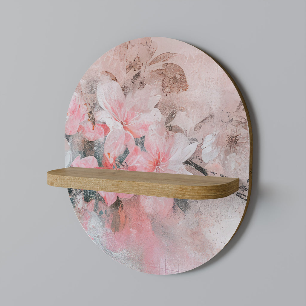 CHERRY BLOSSOM Oval Art Shelf In Oak Effect