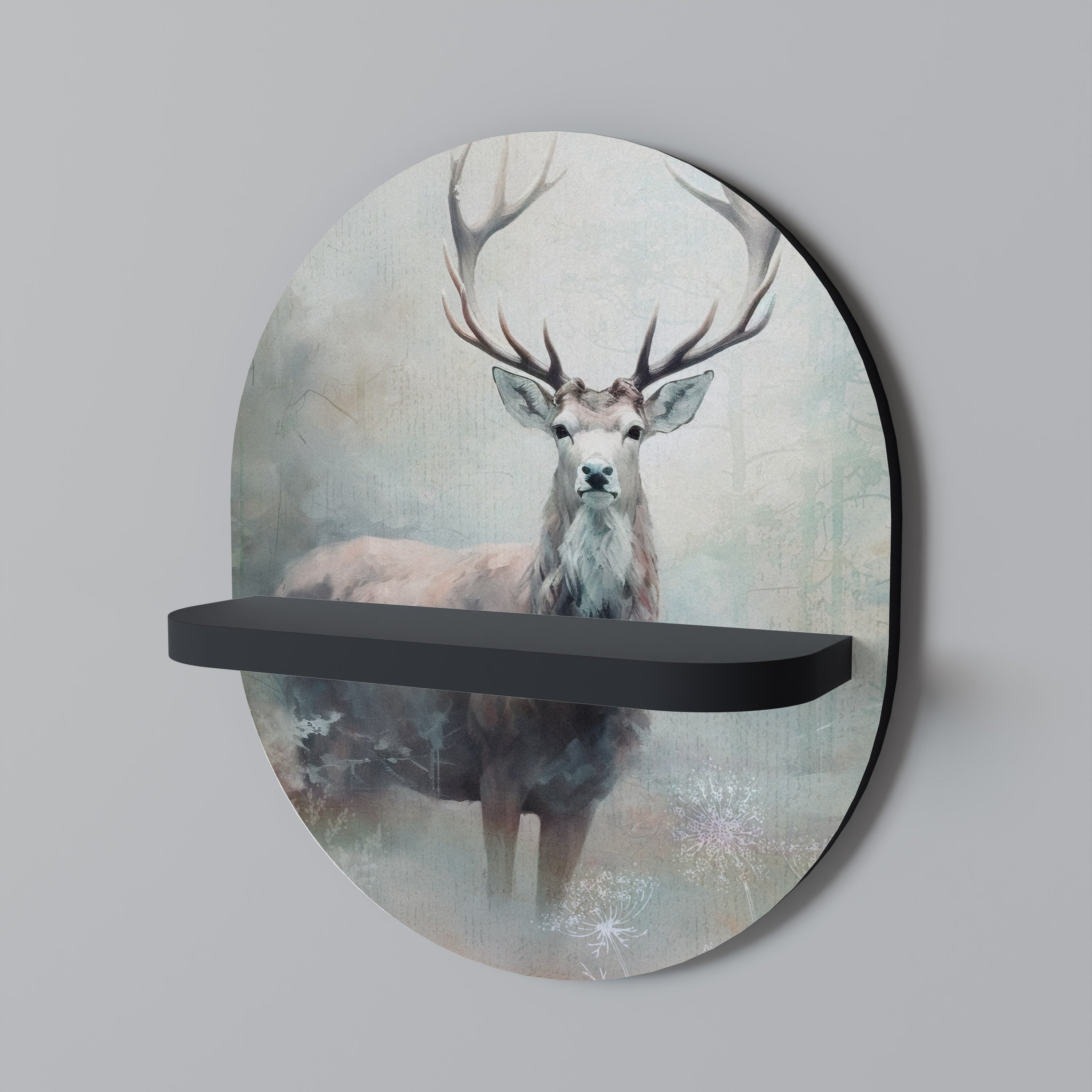 FOREST KING Oval Art Shelf In Black Finish