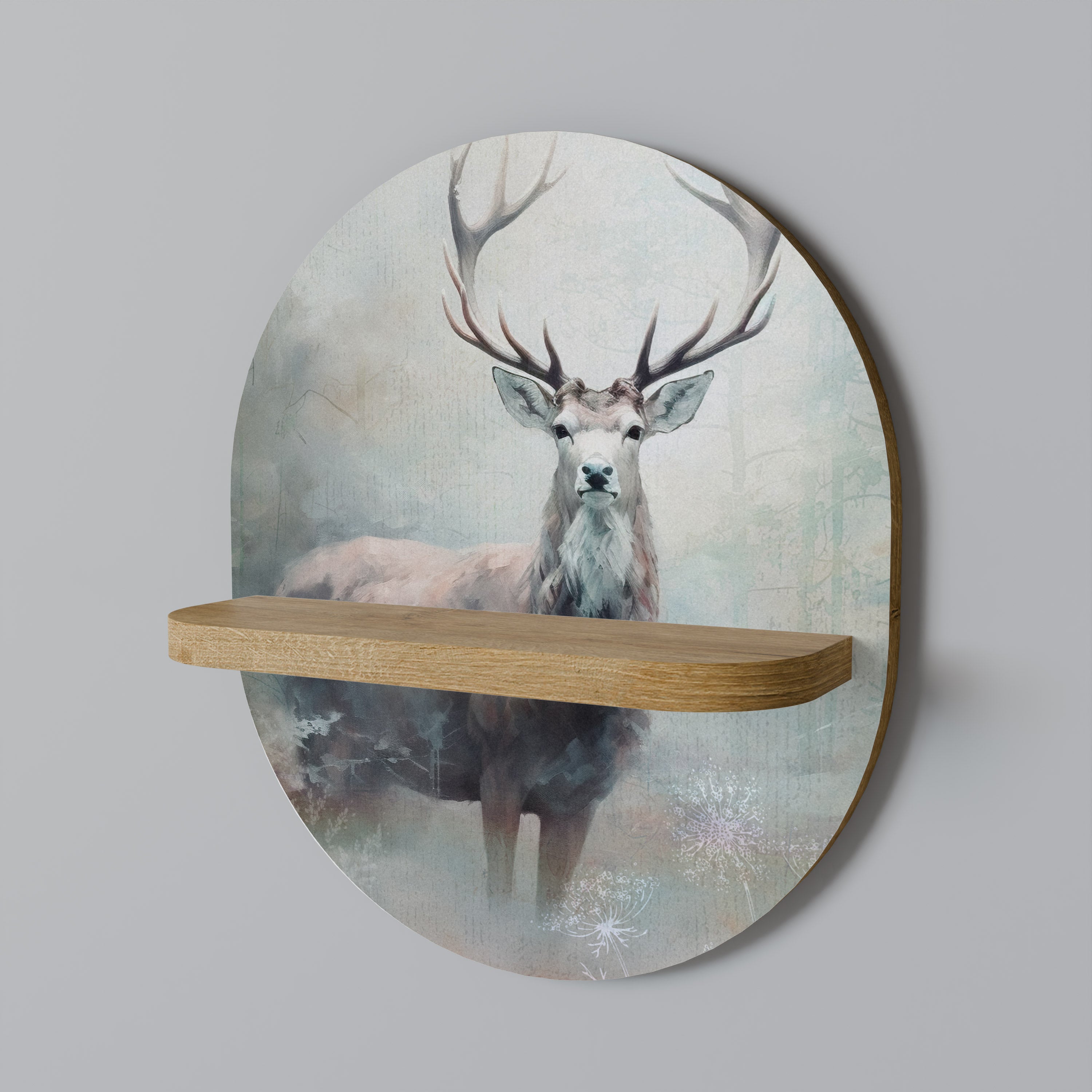FOREST KING Oval Art Shelf In Oak Effect