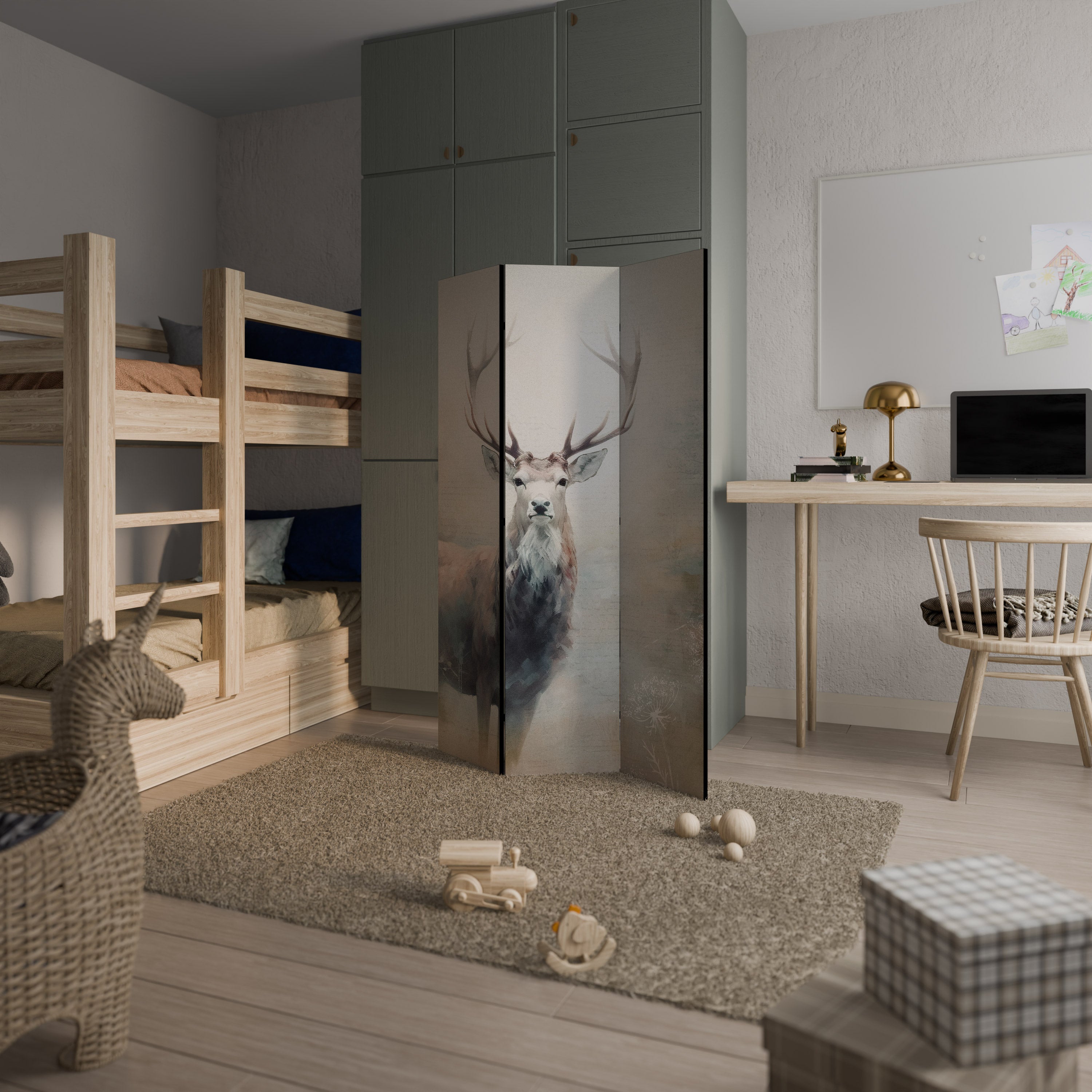 FOREST KING Biombo de 3 paneles