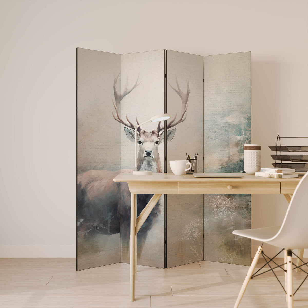 FOREST KING Biombo de 4 paneles