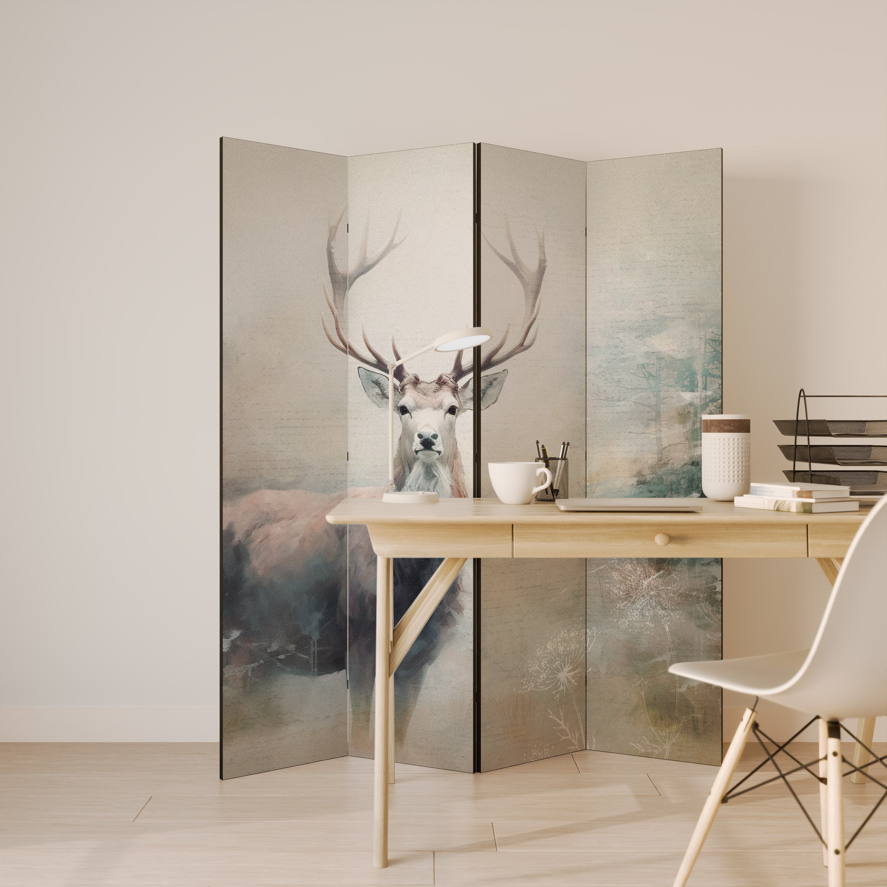 FOREST KING Decorative 4-Panel Room Divider