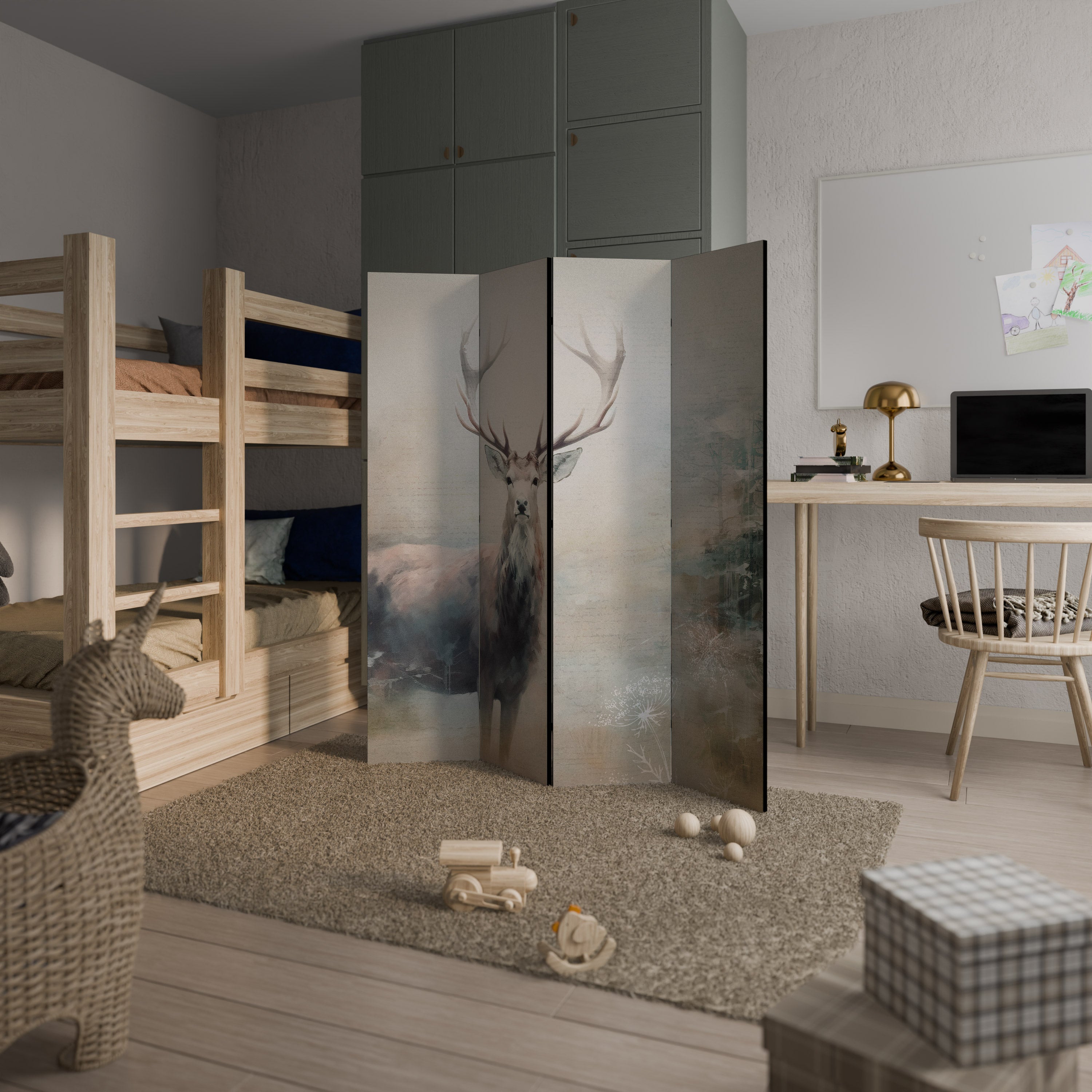 FOREST KING Decorative 4-Panel Room Divider