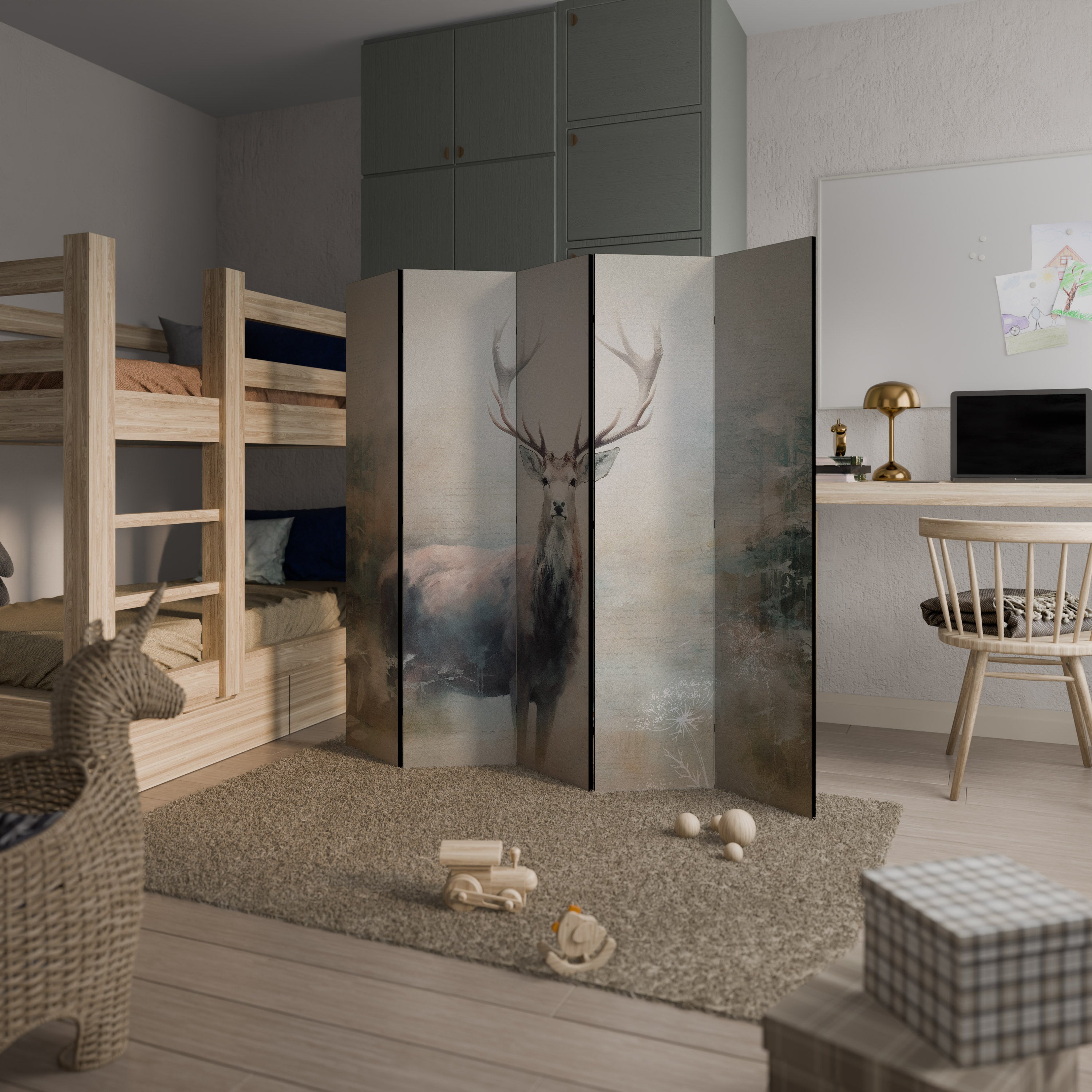 FOREST KING Decorative 5-Panel Room Divider