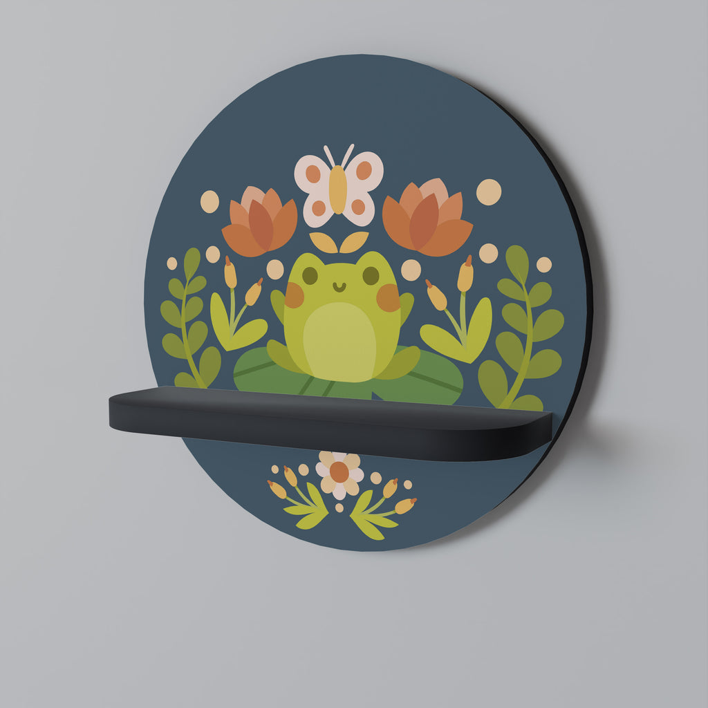 Estantería de arte redonda MEADOW IDYLL con acabado negro