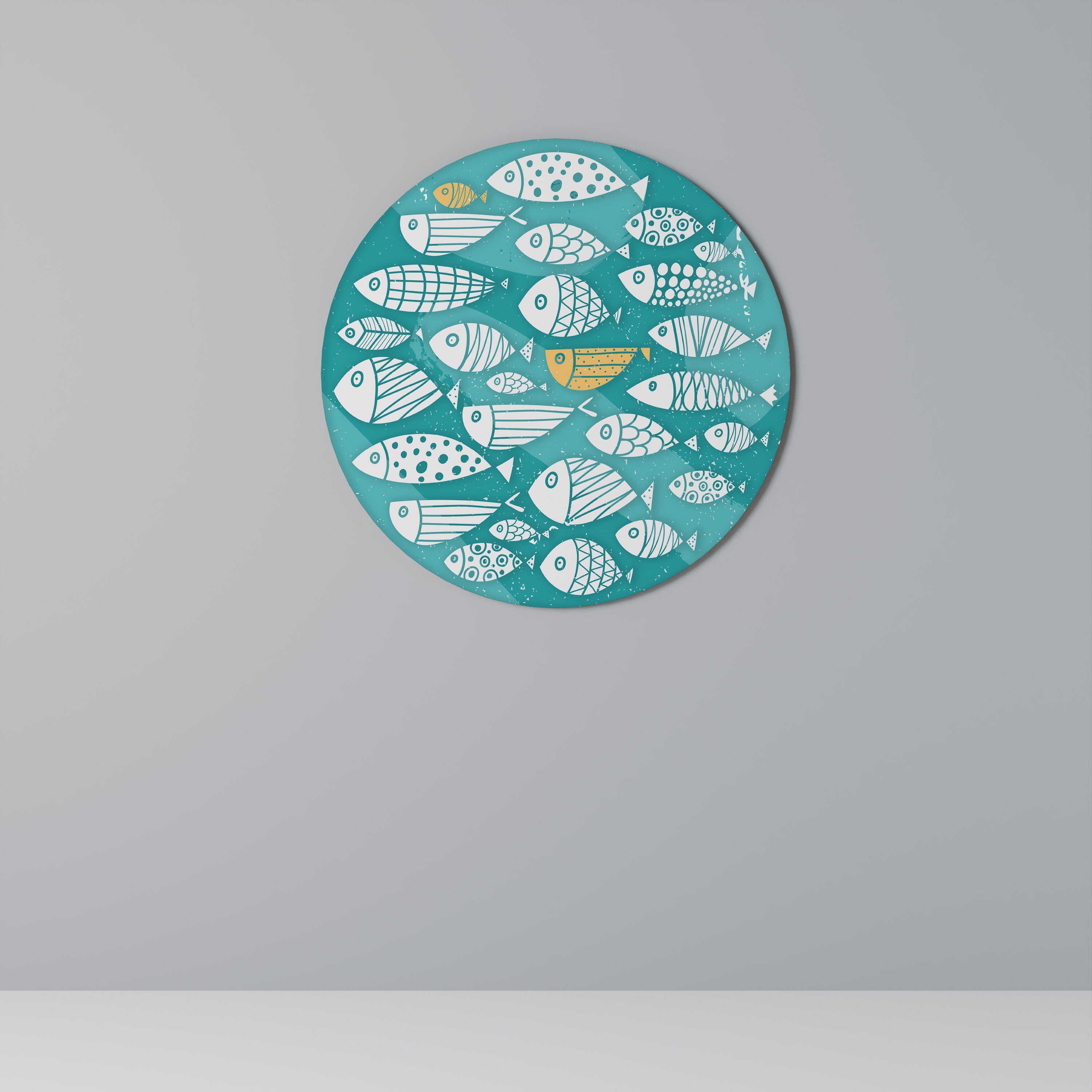 Arte de pared redondo FISHY FOLK ART