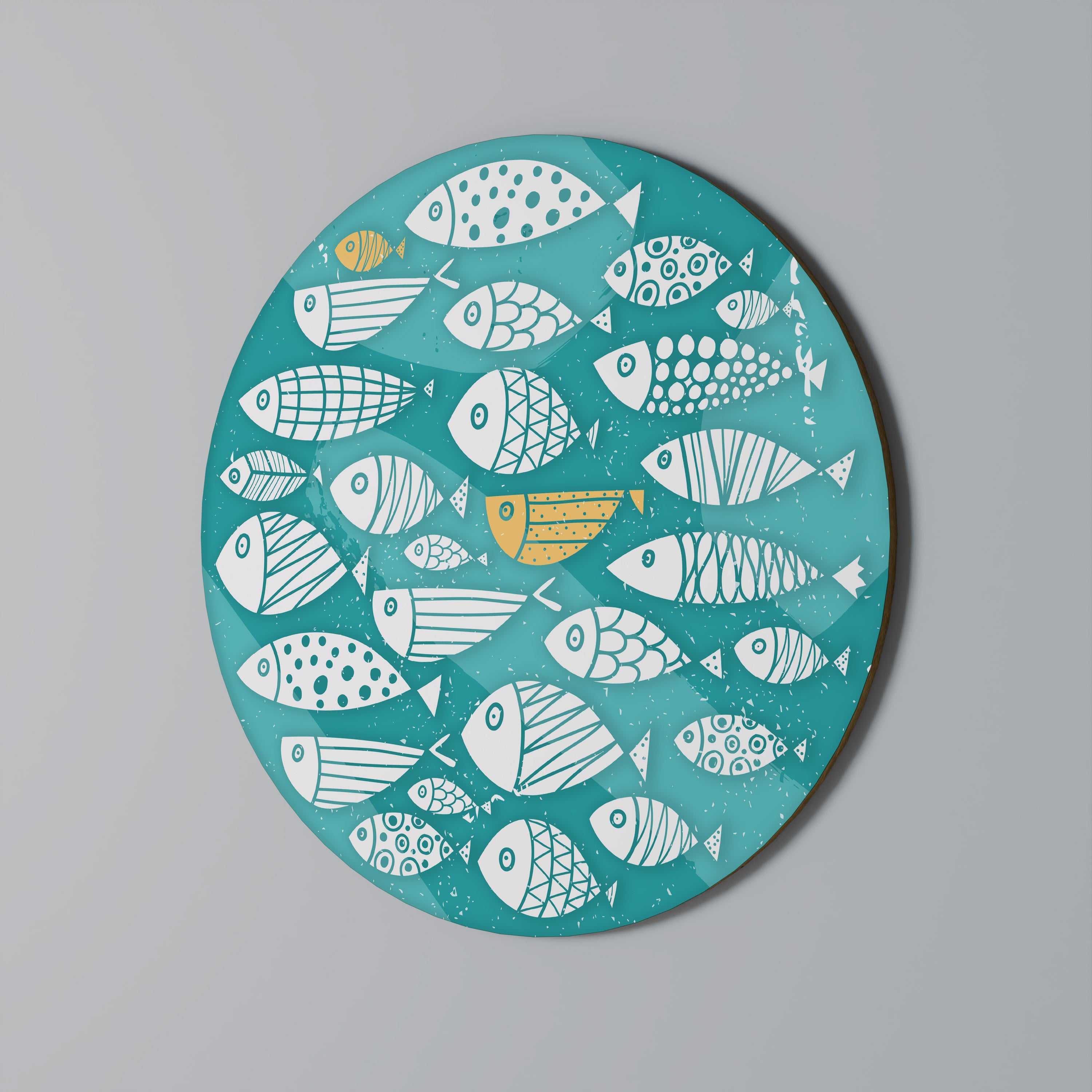 Arte de pared redondo FISHY FOLK ART
