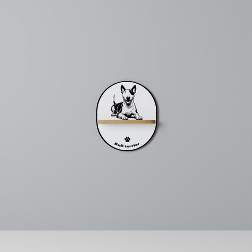 BULL TERRIER Estante Ovalado Decorativo en Efecto Roble