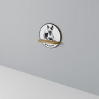BULL TERRIER Round Art Shelf In Oak Effect