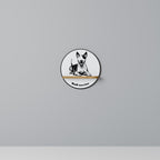 BULL TERRIER Round Art Shelf In Oak Effect