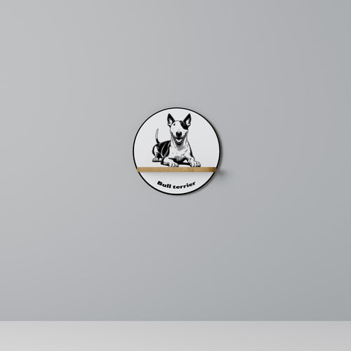 BULL TERRIER Estante Redondo Decorativo en Efecto Roble