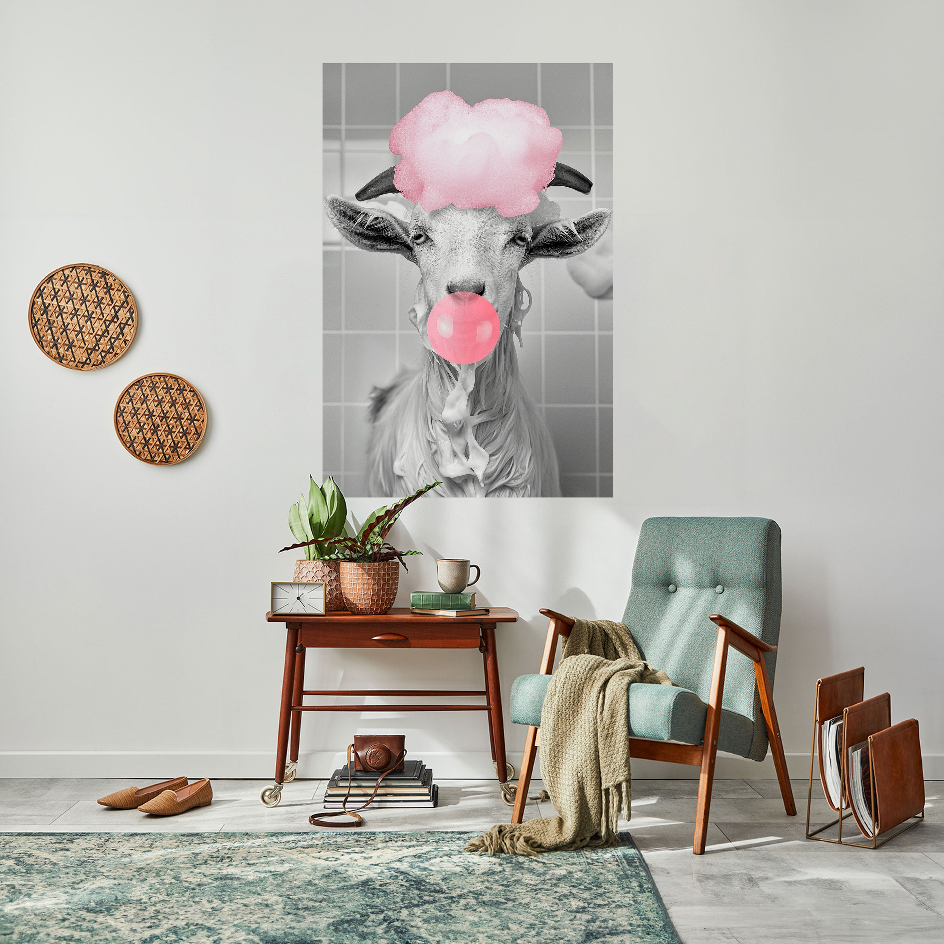 BUBBLEGUM BOVINE BLISS Peel and Stick Vertical Poster