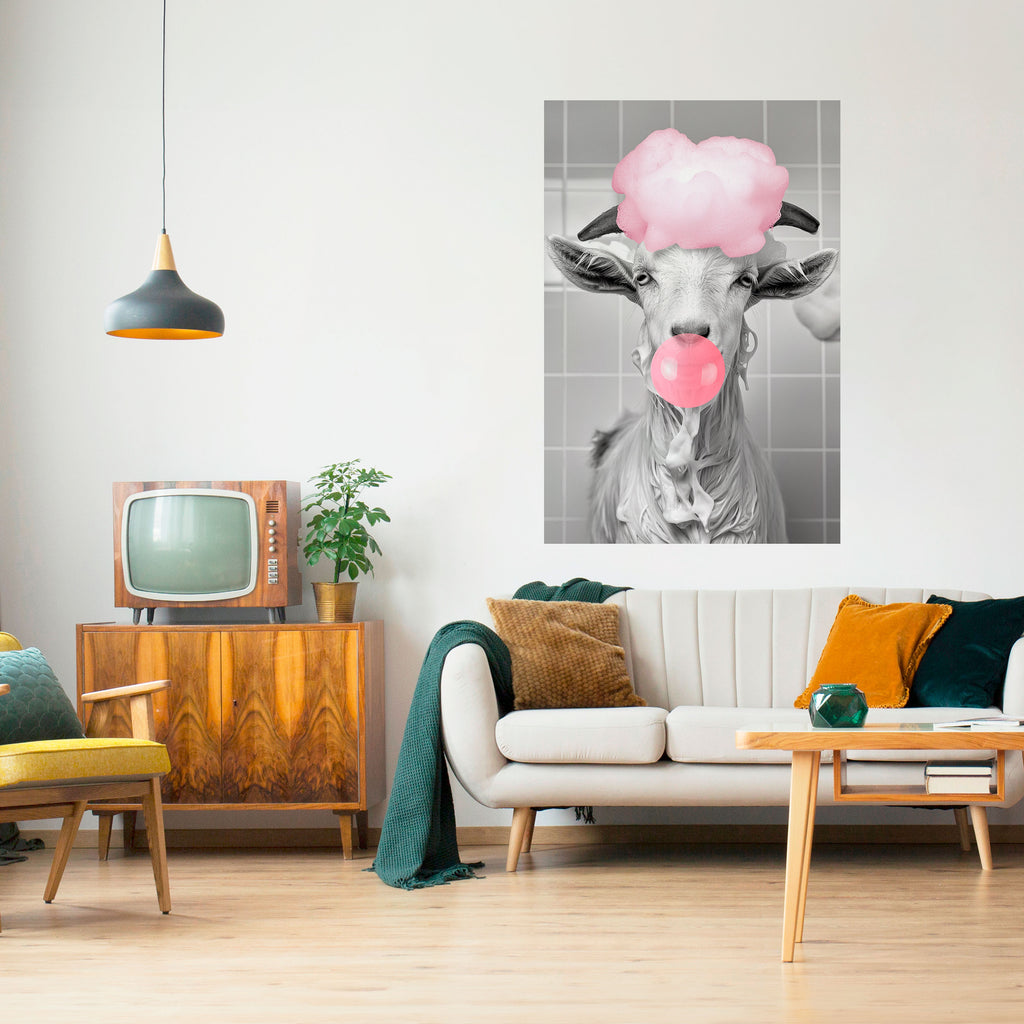 BUBBLEGUM BOVINE BLISS Peel and Stick Vertical Poster