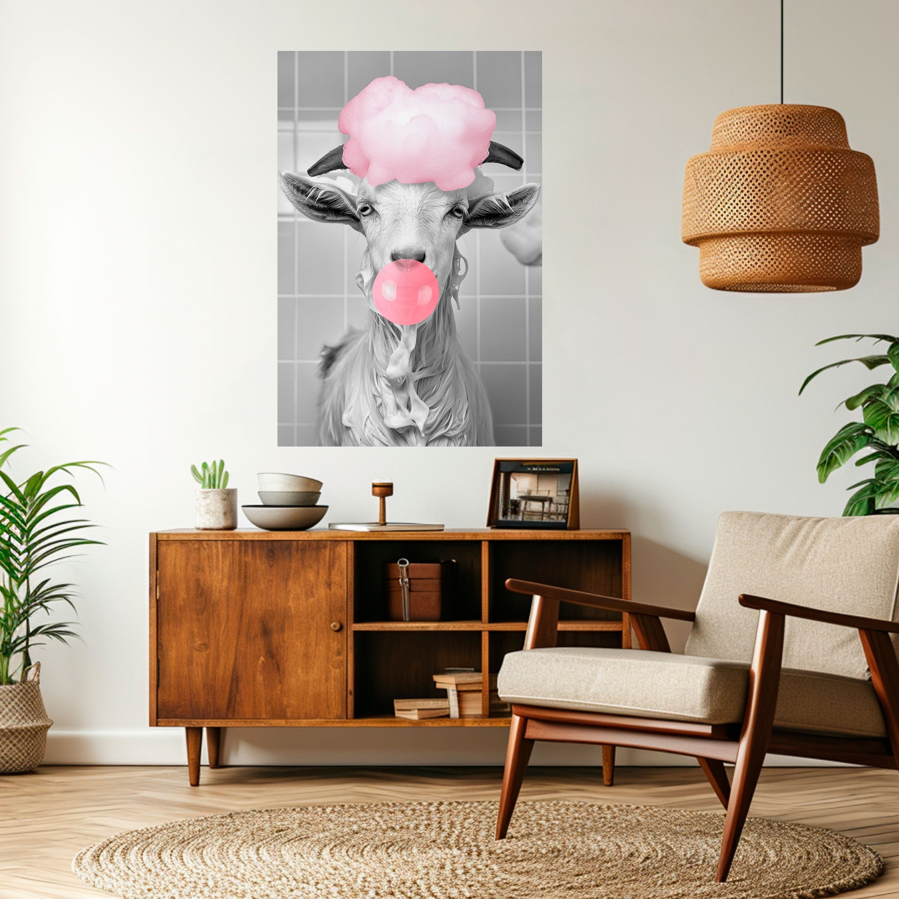 BUBBLEGUM BOVINE BLISS Peel and Stick Vertical Poster