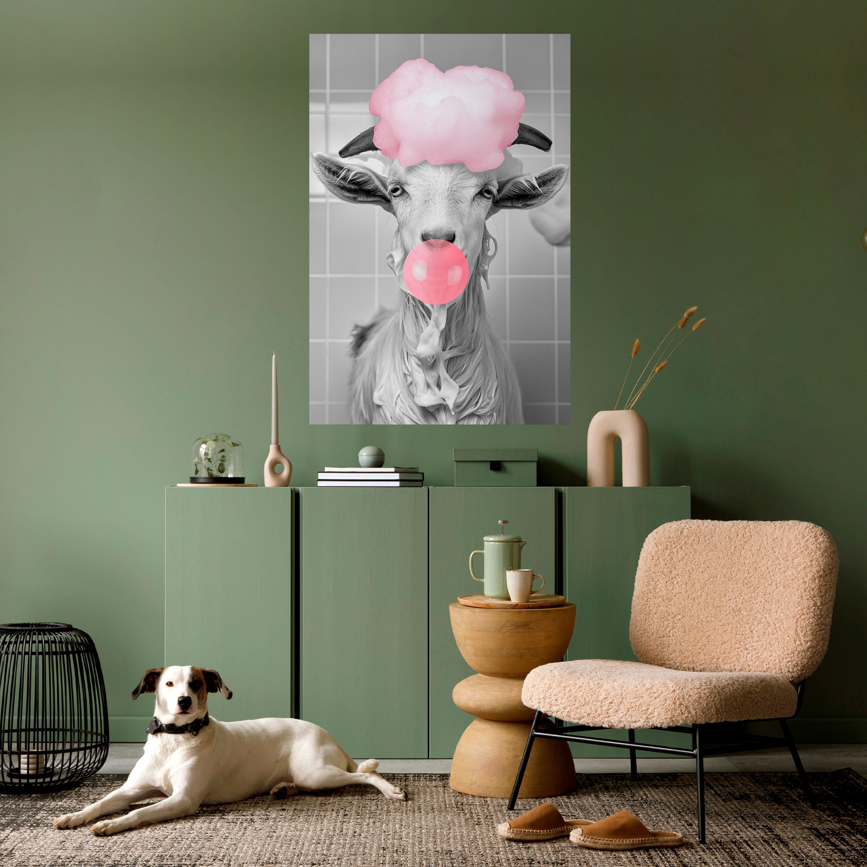 BUBBLEGUM BOVINE BLISS Peel and Stick Vertical Poster