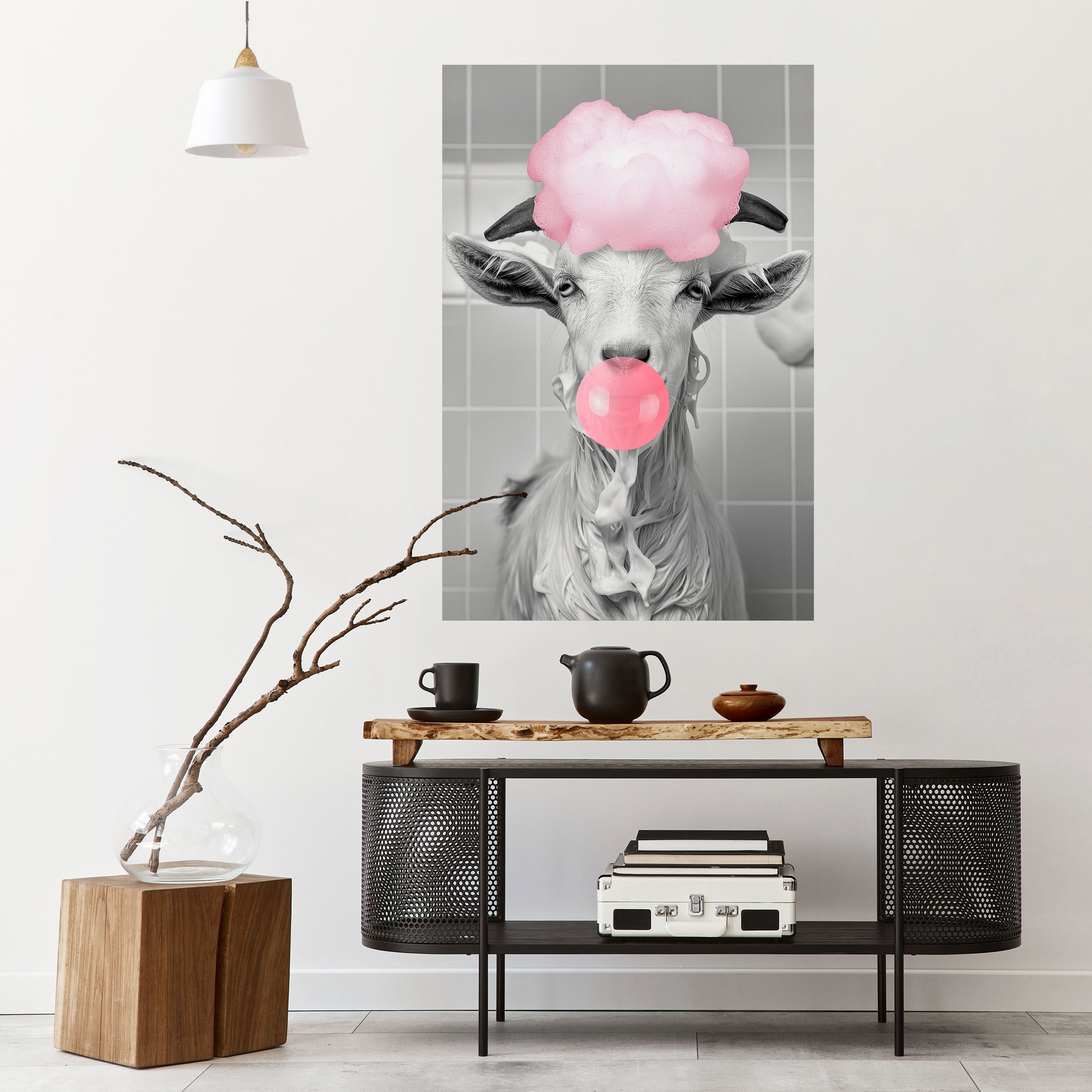 BUBBLEGUM BOVINE BLISS Peel and Stick Vertical Poster