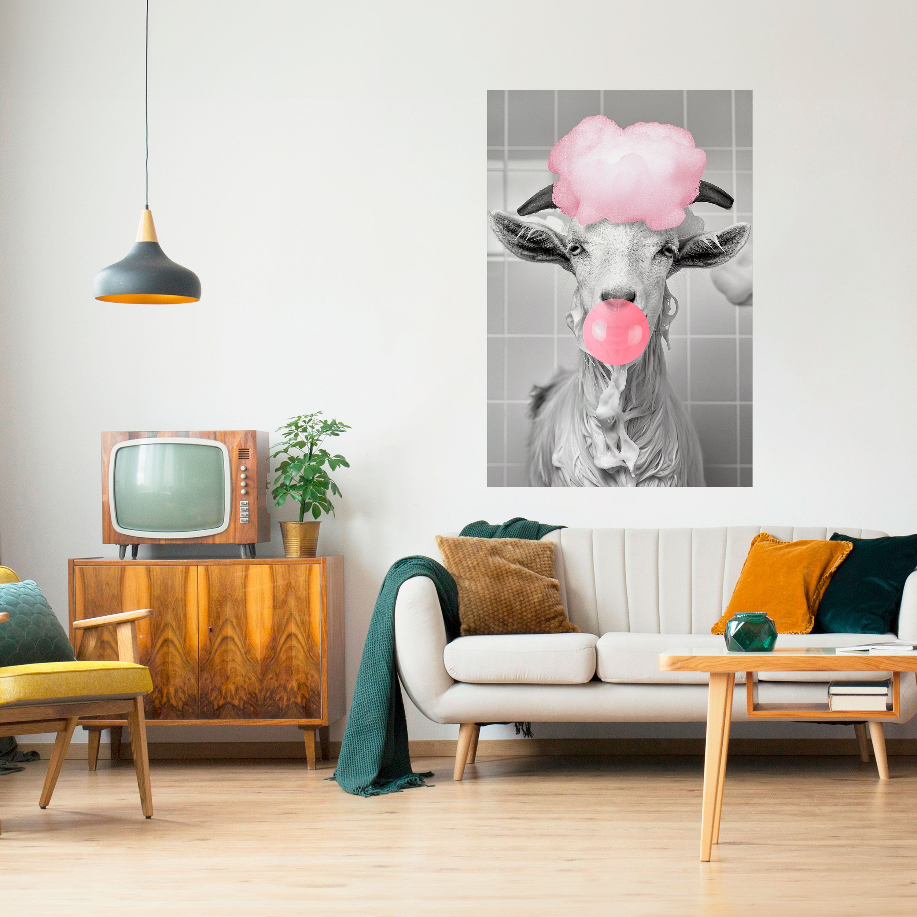 BUBBLEGUM BOVINE BLISS Peel and Stick Vertical Poster