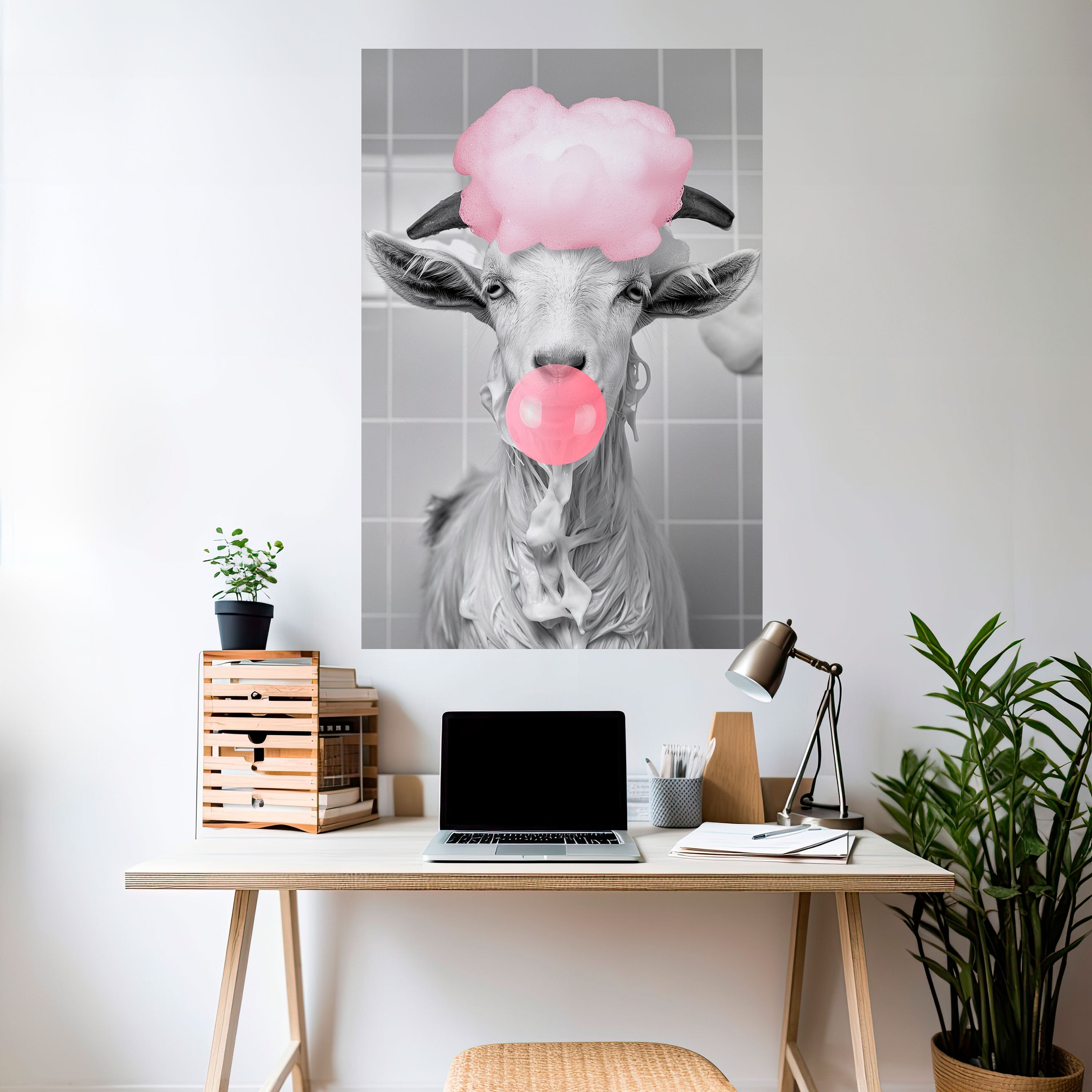 BUBBLEGUM BOVINE BLISS Peel and Stick Vertical Poster