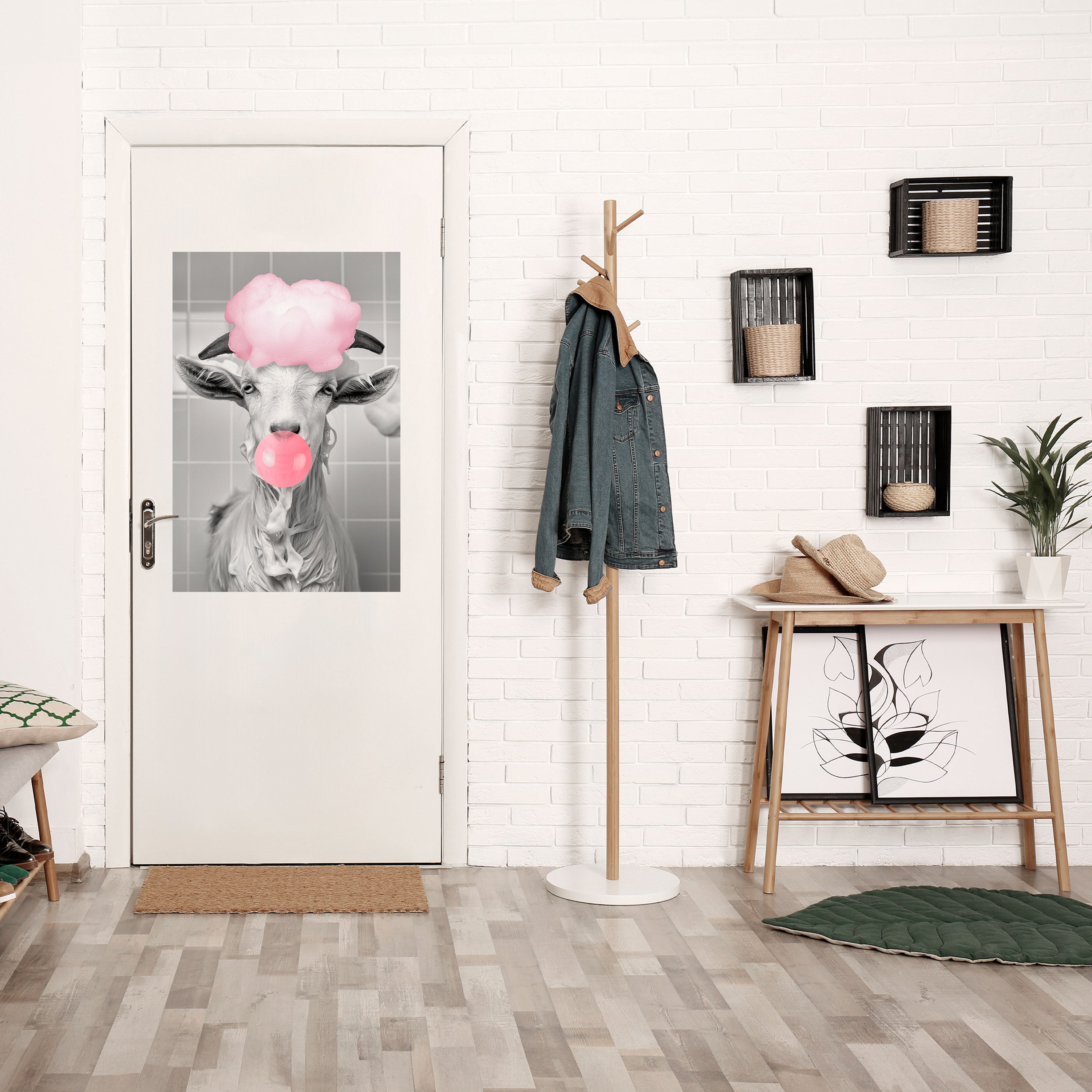 BUBBLEGUM BOVINE BLISS Peel and Stick Vertical Poster
