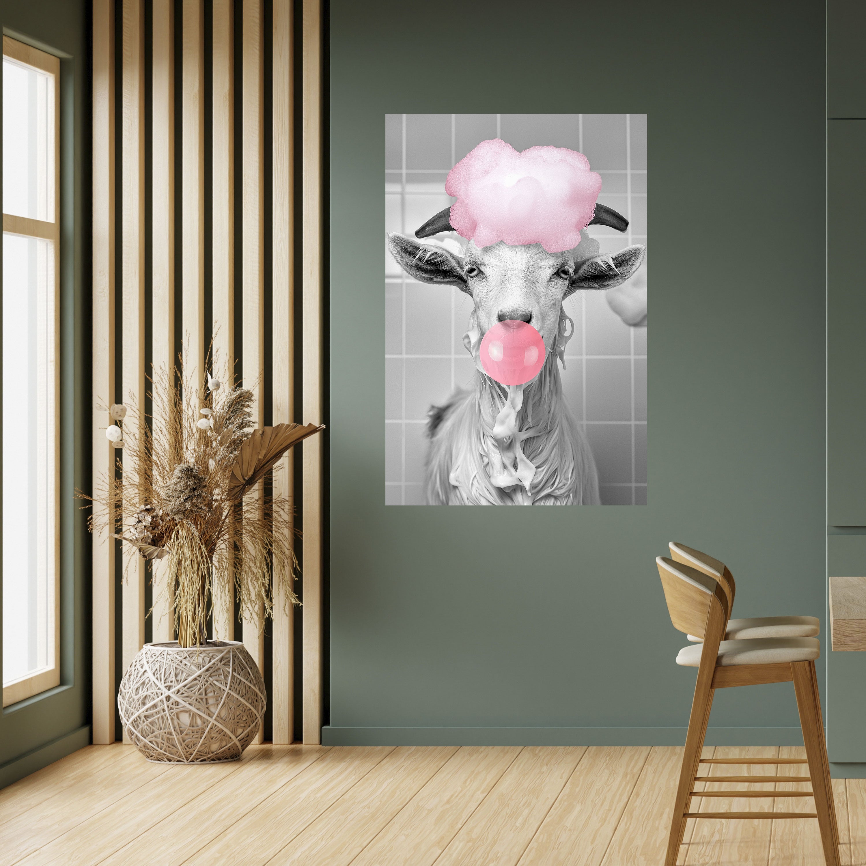 BUBBLEGUM BOVINE BLISS Peel and Stick Vertical Poster