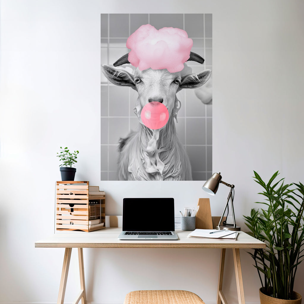 BUBBLEGUM BOVINE BLISS Peel and Stick Vertical Poster