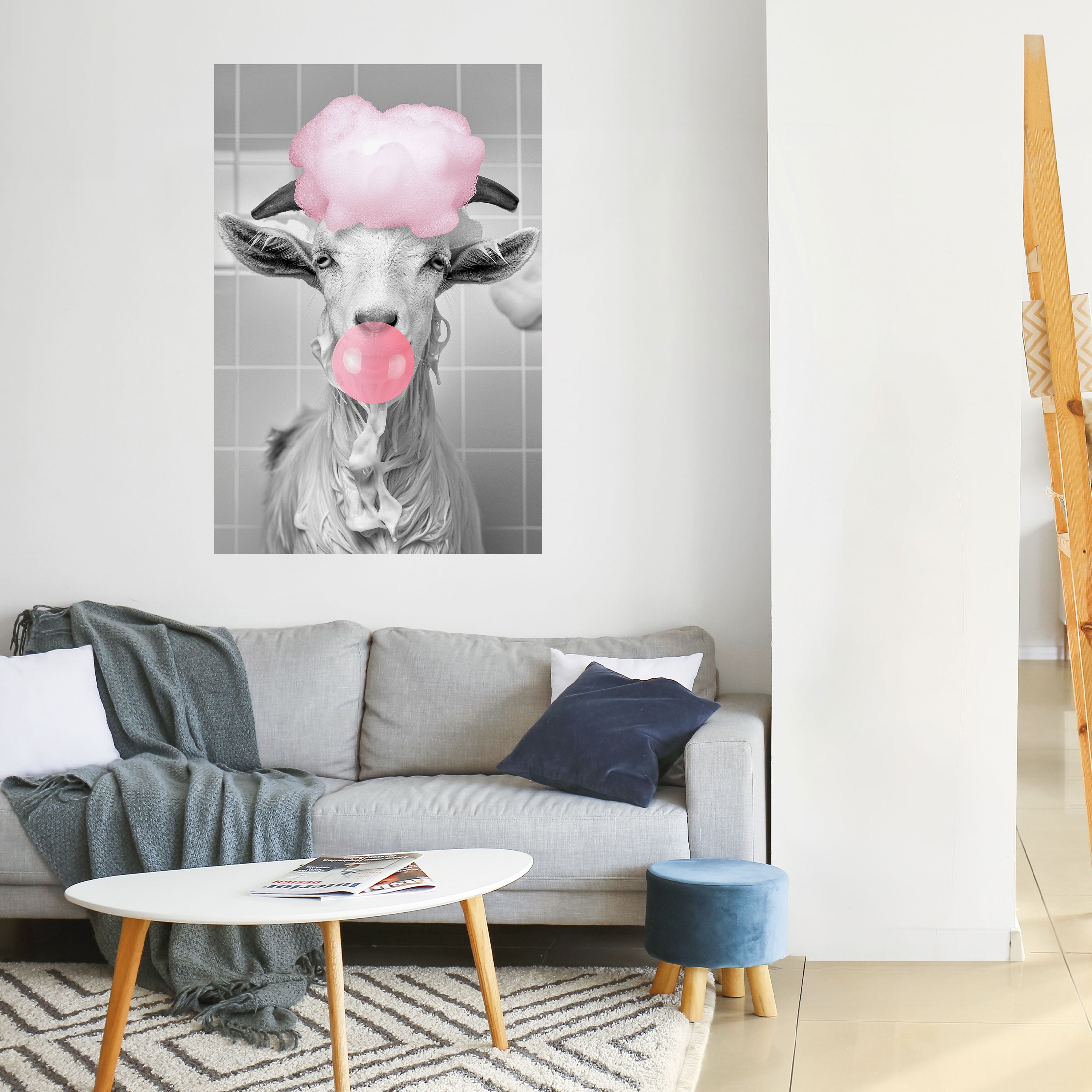 BUBBLEGUM BOVINE BLISS Peel and Stick Vertical Poster