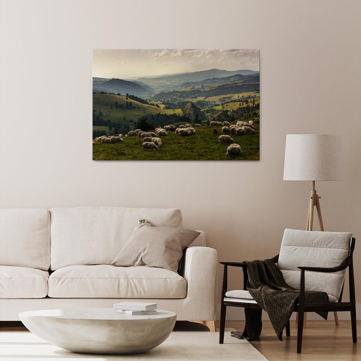 SHEEP IN SERENITY Cuadro en lienzo horizontal