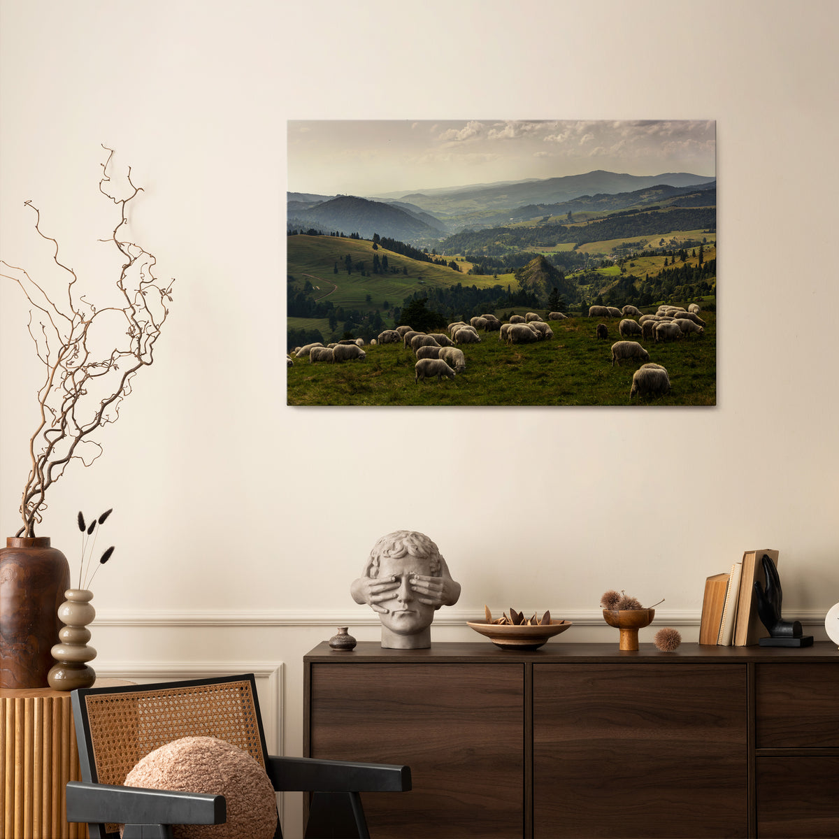 SHEEP IN SERENITY Cuadro en lienzo horizontal